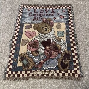 Boyds‎ Bear Collection "Love Conquers All" theme throw tapestry blanket